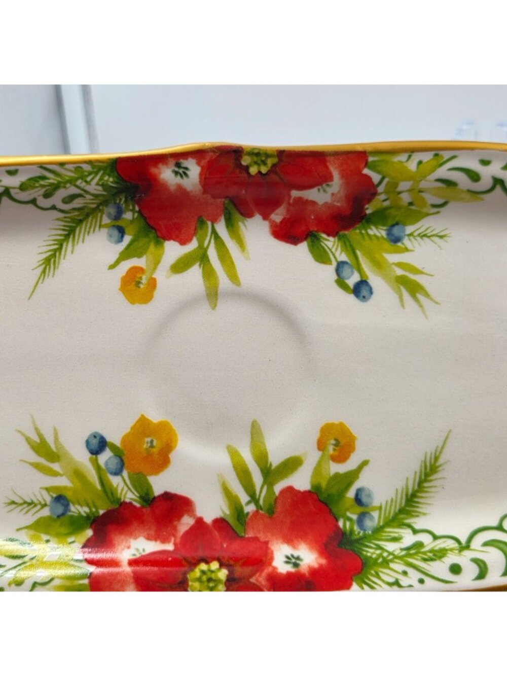 Pioneer Woman Garland 2 Piece Set Condiment Tray with Be Merry Bowl - Picture 8 of 16